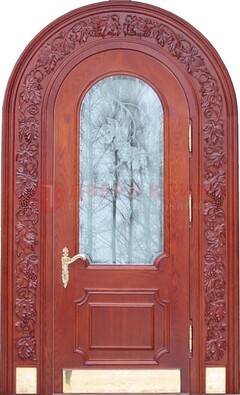 Толстая металлическая арочная дверь со стеклом ДА-20 в Гатчине