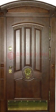 Хорошая стальная арочная дверь с декоративным элементом ДА-23 в Пензе