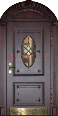 Арочная металлическая дверь с виноритом ДА-38 в Гатчине