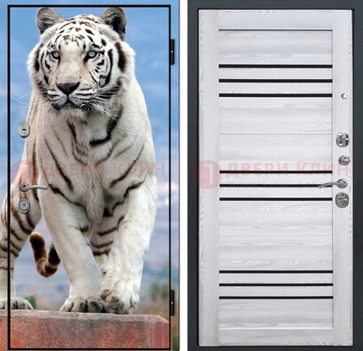 Стальная дверь с фотопечатью тигра ДФ-12 в Сочи