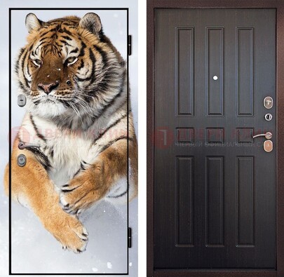 Металлическая дверь с фотопечатью тигра ДФ-1 в Гатчине