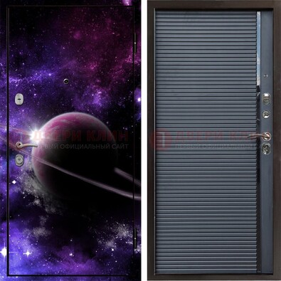 Черная металлическая дверь с фотопечатью ДФ-20 в Гатчине