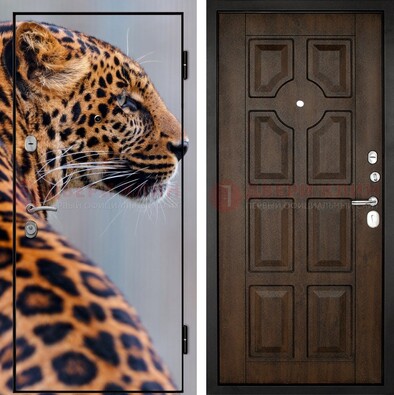 Металлическая дверь с фотопечатью леопарда ДФ-26 в Гатчине