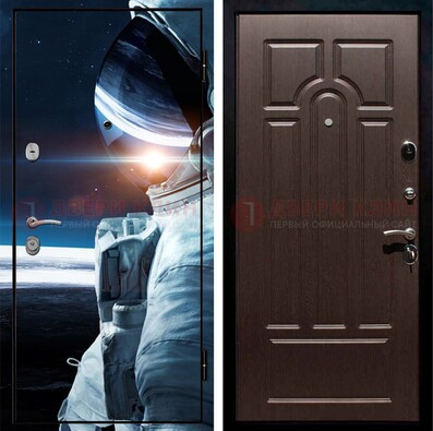 Синяя стальная дверь с фотопечатью ДФ-4 в Гатчине