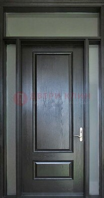Черная металлическая дверь с фрамугами и стеклом ДФГ-24 в Гатчине
