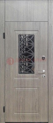 Металлическая дверь Винорит стекло и ковка с фрамугой ДФГ-33 в Гатчине