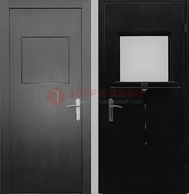 Черная стальная дверь в кассу ламинат внутри ДКС-3 в Гатчине