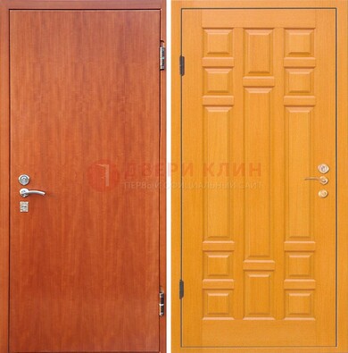 Оранжевая входная дверь с ламинатом МДФ внутри ДЛ-21 в Гатчине