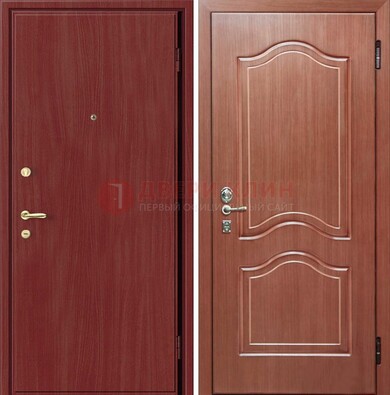 Красная металлическая дверь с ламинатом МДФ внутри ДЛ-8 в Гатчине