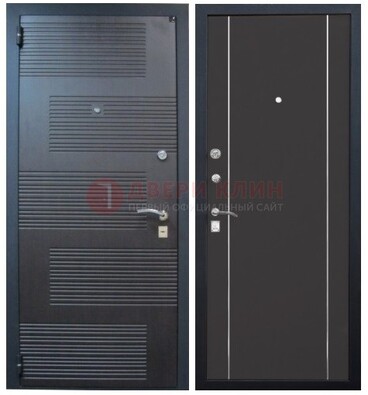 Темная металлическая дверь с МДФ ДМ-105 в деревянный дом в Гатчине