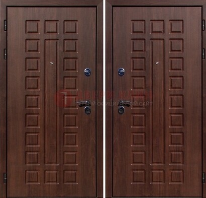 Коричневая железная дверь с МДФ снаружи ДМ-113 в Сочи