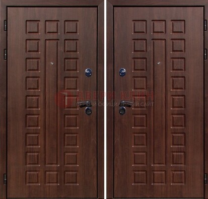 Коричневая железная дверь с МДФ снаружи ДМ-113 в Гатчине