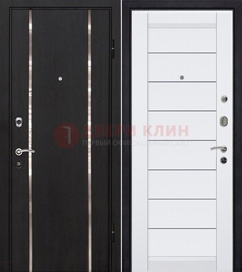 Черная входная дверь с МДФ и декоративными вставками ДМ-143 в Гатчине