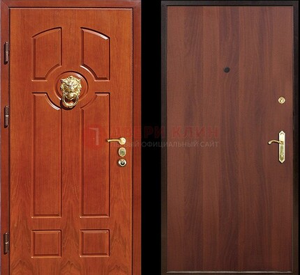 Оранжевая стальная дверь с МДФ ламинат внутри ДМ-18 в квартиру в Гатчине