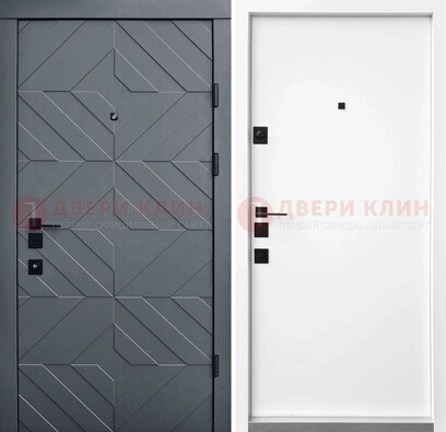 Темная уличная дверь с филенчатой МДФ внутри ДМ-205 в Гатчине