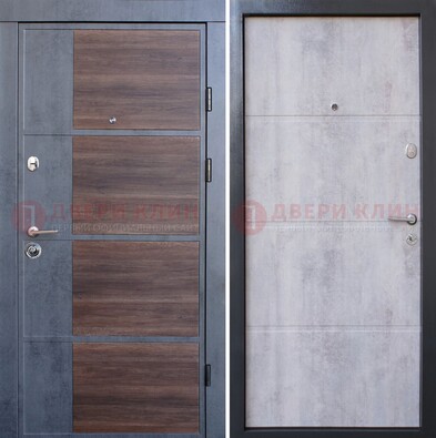 Серая железная дверь коричневой вставкой МДФ ДМ-211 в Гатчине