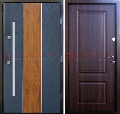 Современная входная дверь и с коричневой МДФ внутри ДМ-236 в Гатчине