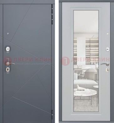 Железная белая дверь c МДФ Орех тисненый ДМ-244 в Гатчине