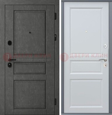 Металлическая филенчатая дверь c МДФ Белый дуб ДМ-247 в Гатчине