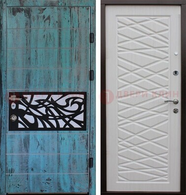 Светлая железная дверь c МДФ Миланский орех ДМ-250 в Великом Новгороде