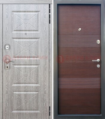 Филенчатая входная дверь c МДФ Беленый дуб ДМ-252 в Великом Новгороде