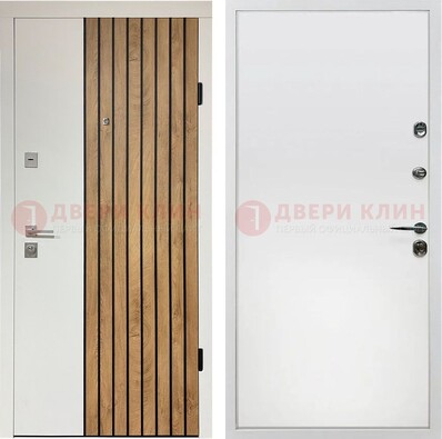 Белая с коричневой вставкой филенчатая дверь МДФ ДМ-278 в Звенигороде
