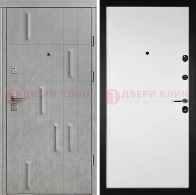 Стальная дверь Темный орех с фрезерованной МДФ Белый ясень ДМ-280 в Гатчине