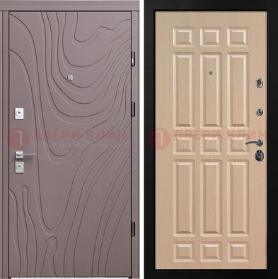 Железная темная филенчатая дверь с МДФ Белый ясень ДМ-283 в Гатчине