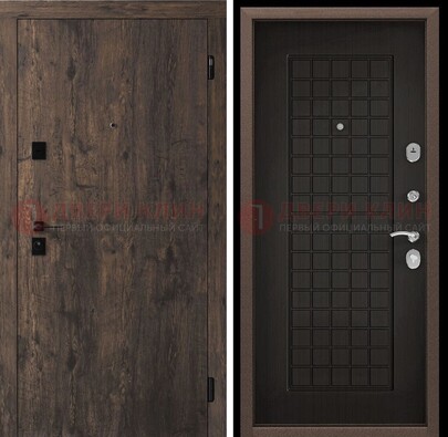 Металлическая коричневая дверь с МДФ темным внутри ДМ-286 в Гатчине