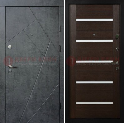Металлическая серая дверь с филенчатой МДФ ДМ-289 в Гатчине