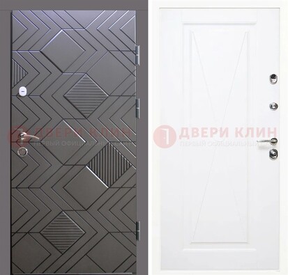 Железная темная дверь с МДФ в цвете Шоколад внутри ДМ-314 в Великом Новгороде