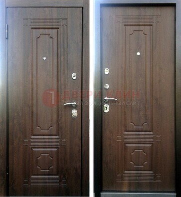 Коричневая металлическая дверь с МДФ ДМ-32 на дачу в Гатчине