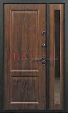 Темная железная дверь с панелью МДФ с зеркалом ДМ-338 в Гатчине