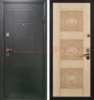Темная железная дверь с МДФ в квартиру ДМ-344 в Гатчине