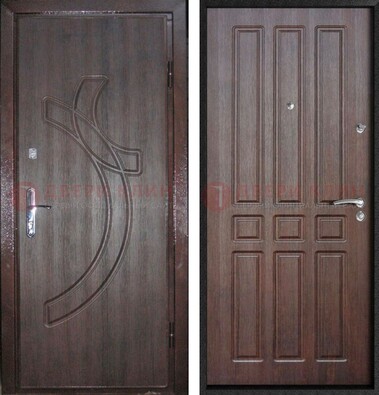 Коричневая железная дверь с МДФ и узором ДМ-345 в Гатчине