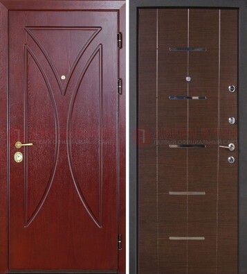 Темно-красная железная дверь с МДФ ДМ-370 в Гатчине