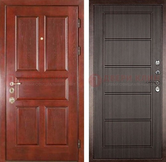 Красная металлическая дверь с МДФ в квартиру ДМ-387
