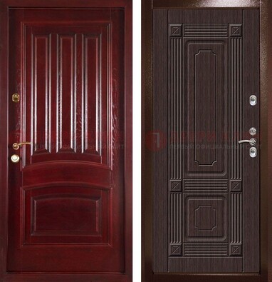 Красная стальная дверь с филенчатой МДФ ДМ-398 в Гатчине