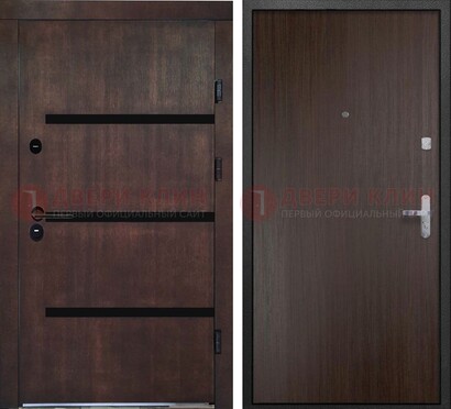 Темная стальная дверь с МДФ в стиле хайтек ДМ-414 Кириши