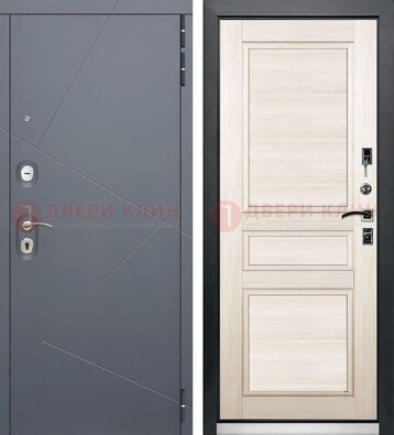 Серая железная дверь с панелями МДФ ДМ-422 в Казани