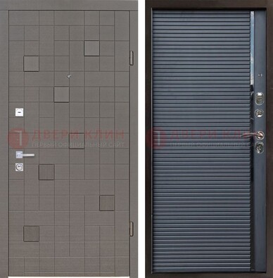 Темная стальная дверь с панелями МДФ хайтек ДМ-467 в Дедовске