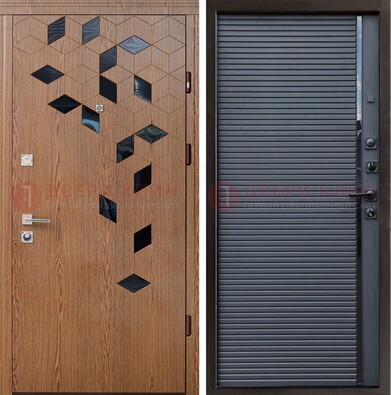 Квартирная стальная дверь МДФ хайтек с узором ДМ-468 в Гатчине