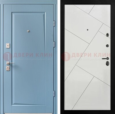 Синяя железная дверь с МДФ панелями ДМ-491 в Гатчине