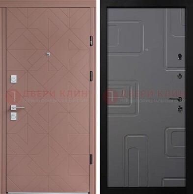 Красная стальная дверь в квартиру с МДФ хайтек ДМ-493 в Гатчине