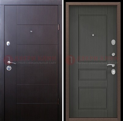 Темная металлическая дверь с разными МДФ ДМ-502 в Гатчине