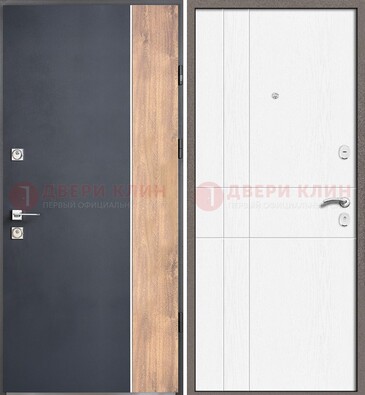 Стальная дверь с МДФ серая и белая в квартиру ДМ-507 в Гатчине