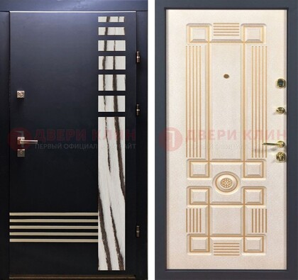 Черная железная дверь с МДФ панелями ДМ-510 в Гатчине