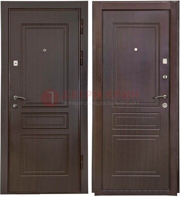 Антивандальная коричневая железная дверь с МДФ ДМ-61 в Гатчине