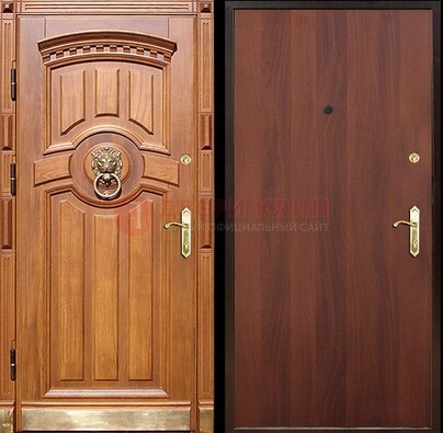 Светлая железная дверь с массивом дуба ДМД-4 в Воскресенске