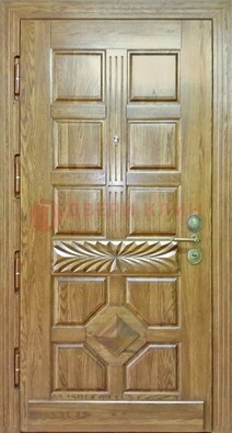Светлая стальная дверь с массивом дуба и узором ДМД-63 в Гатчине
